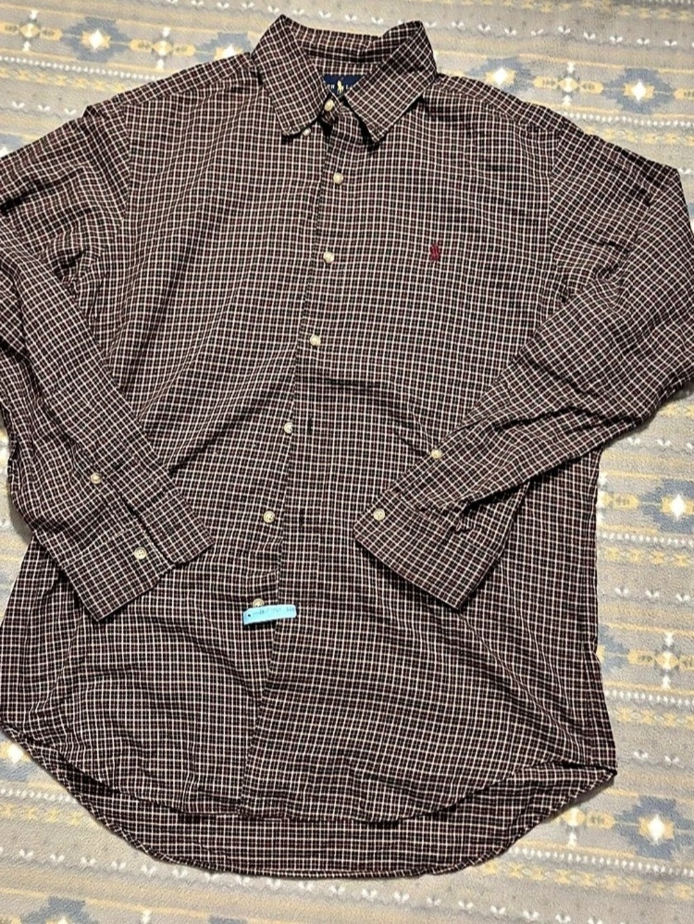 Ralph Lauren Classic Fit Plaid Button Down in Brown & Red Size Medium - Picture 2 of 7